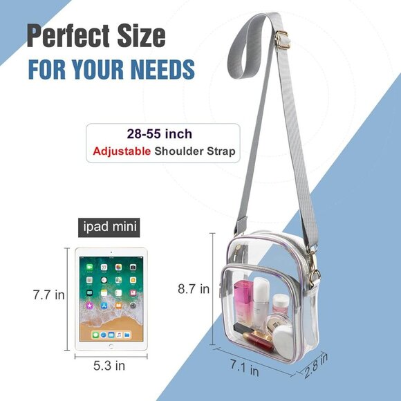 Clear Purse for Women, Clear Bag Stadium Approved, Transparent Crossbody Bag - Picture 2 of 7